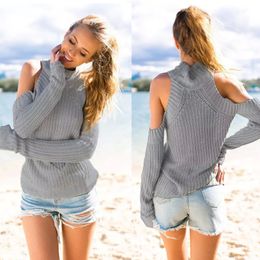 Sexy Women Off Shoulder Knitted Sweater Autumn Tricot Pullover Jumpers Pull Femme Oversized Capes