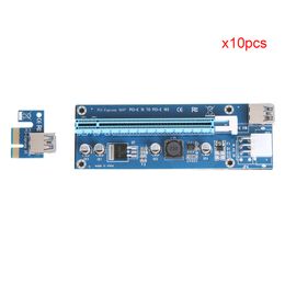Freeshipping 10pcs Upgrade PCI-E Express 1X to 16X Extender Riser Card Adapter SATA 15Pin Male to 6Pin Power Line USB 3.0 Cable for Mining
