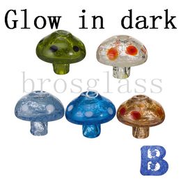 DHL Luminous Mushroom Glass Carb Cap Glow In Dark Diameter 31mm Bottom 11mm 4mm Domeless Banger Nail Flat Bowl Enail Colourful Dab Rig