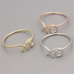 10 / PC "XO" letter type ring 18 k gold plated letters wholesale Jewellery ring three Colours to choose free shipping