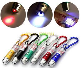 500pcs/lot 3 in 1 Laser Pen Pointer Keyring + Mini LED FlashLight Torch Flashlight +Emergency Keychain Flash Light