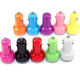 Corlorful Mini Dual USB nipple Car Charger Traveler Adapter 2-Port 1A 2A for Samsung Galaxy7 iPhone7 HTC