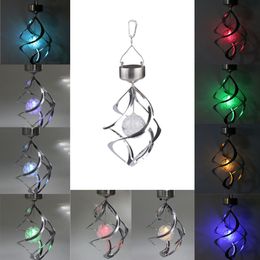 Hot New Solar Colour Changing Wind Spinner LED Light Garden Yard Decoration Lamp Post Cap B245