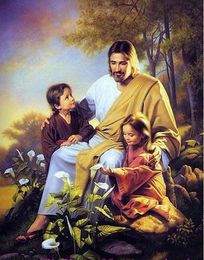 Christ Jesus and Two Kids High Quality Handpainted Art oil Painting On Canvas Museum Quality in any size chosen