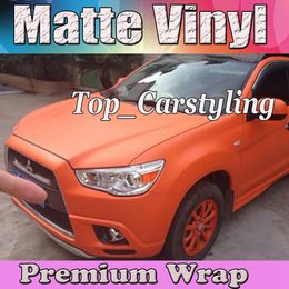 Satin orange Matte Vinyl Car Wrap Film With Air Bubble Free Matt Vinyl For Vehicle Wrapping Body Covers foil Vinyle 1.52x30m/Roll (5ftx98ft)