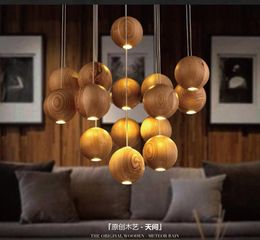 Lampada a sospensione moderna a sfera in legno G4 lampadari illuminazione 3/7/10/16 teste per soggiorno sala da pranzo apparecchio di illuminazione ristorante