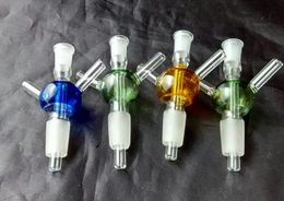 free shipping -----2016 new Spherical 3 through the ferrule, Hookah glass / glass bong / pipe fitting glass Colour random delivery