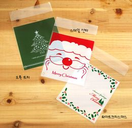 White 200pcs Christmas flowers designs Self Adhesive Seal Snack bags/Lovely Biscuits Bread Cookie Gift Bag 10x11+4cm envelope