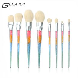 Gujhui 8pcs Acrylic Makeup Brushes Set Cosmetic Face Powder Eyeshadow Base Foundation Blush Contour Make Up Brushes Maquiagem