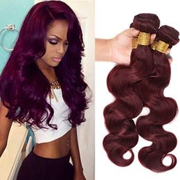 ELIBESS HAIR -Unprocessed 3 Bundles/Lot 50G/Piece 99J Burgundy Body Wave Virgin Human Hair Weave Extensions