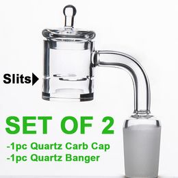 COOL! Banger x Graile Style Slitted 90 Degree Crystal Quartz Domeless Banger Nail with Cookie Jar Lid Crystal Quartz Universal Carb Cap