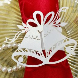 240pcs Laser Cut Hollow Bell Paper Card Napkin Ring Serviette Buckle Holder For Hotel Bar Wedding Party Favour Decoration