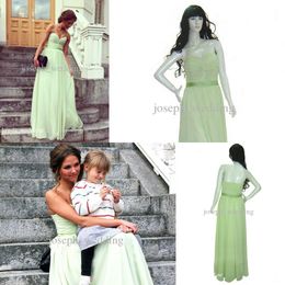 Real photo Light Green Chiffon Bridesmaid Dress High Quality Formal Long Maid of Honour Dress Wedding Party Gown