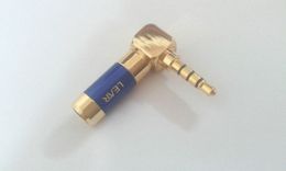 10pcs copper Stereo 4 Pole 3.5mm 90 Degree Plug Angled Jack Cable Solder blue