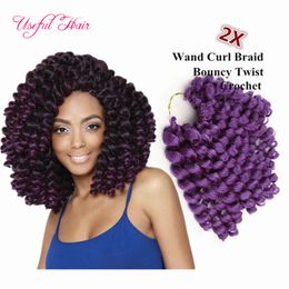 8inch wand curl bouncy twist crochet hair extensions Janet Collection synthetic braiding hair ombre crochet hair bundles