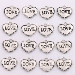 Dots Rim LOVE Heart Charms 200pcs/lot Antique Silver Pendants Fashion Jewelry DIY L915 13.6x12.5mm