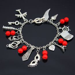 Fifty 50 SHADES OF GREY INSPIRED CHARM BRACELET CHRISTIAN GREY with tie mask handcuff