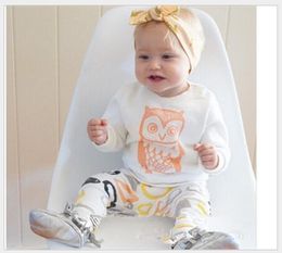 girls owl shirt Australia - 2016 New Children Clothing Sets Kids Cartoon Owl T-shirt Tops+Geometric Patterns Pants 2pcs Set Baby Boys Girls Casual Outfits Child Suit