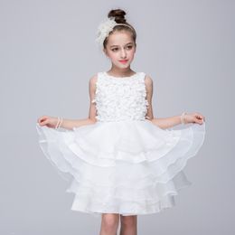 Stock White Organza Dress For Kids A Line Ruffles Flower Girl Dresses Knee Length Girls Pageant Dresses Cheap Toddler Pageant Dresses 55