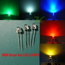 -5 Color 1000pcs / lote 5 mm sombrero de paja diodo blanco rojo azul verde amarillo ultra brillante kit led luz LED