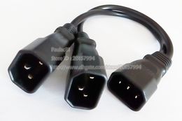 Power Plug Adapter Cord, Single IEC 320 C14 Male to Dual-C14-Male Short Y Type Splitter Cable About 25CM/5PCS