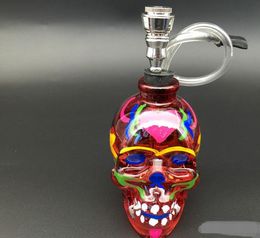 Flower skeleton Hookah---- oil rig glass bongs water pipe thick pyrex mini heady liquid sci water pipe, Colour random delivery