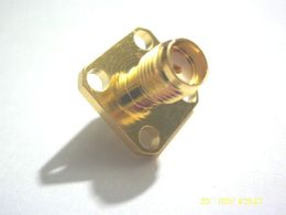 5 Pcs copper Gold SMA female PTFE with 4 holes flange solder connectors