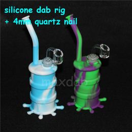 Hookah Silicone Barrel Mini Dab Jar Bongs Water pipe Silicon Oil Drum Rigs with quartz nails DHL