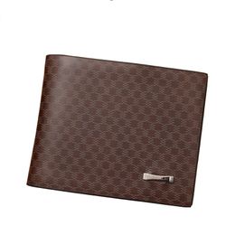 high quality fashion short bifold super slim brown business style elegant men designer genuine leather wallets