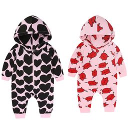 New Baby Rompers 6 Styles Baby Boy Girl Romper Toddler Clothes Casual Lips Heart Chips Printed Infant Newborn Jumpsuits Kids Clothing