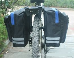 Preto ciclismo bicicleta sela saco sacos de bicicleta pvc e náilon à prova ddouble água dupla face traseira rack saco assento cauda pannier acessórios da bicicleta