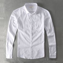 Wholesale- Zecmos Casual Shirt Men Cotton White Shirt Male Plain Solid Slim Fit Long Sleeves