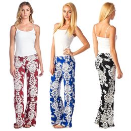 Pantaloni palazzo lunghi casual con stampa floreale a gamba larga per donna 7 colori disponibili spedizione gratuita