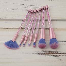 Glitter Crystal Makeup Brush Set 7pcs Diamond Professional Highlighter Brushes Concealer Make Up Brush Set Mermaid Brushes Kit