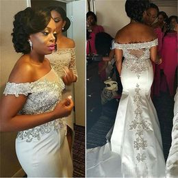 Nigerain 2017 Luxury Off Shoulder Wedding Dress Formal Appliqued Backless Sweep Train Mermaid Party Gowns Bridal Bridesmaid Dresses 2018