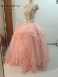 2017 Sexy Fashion Bateau Crystal Ball Gown Quinceanera Dresses with Sequined Beading Plus Size Sweet 16 Dresses Vestido Debutante Gowns BQ34