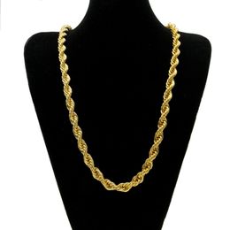 10mm Thick 76cm Long Rope Twisted Chain 24K Gold Plated Hip hop Heavy Necklace For mens