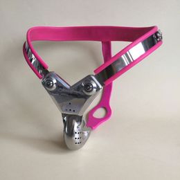 stainless steel pink male chastity belt cock cage male chastity device chastity belt male Breathable cage with buttplug