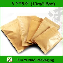 200pcs/lot 3.9"*5.9"(10cm*15cm)*140micron High Quality Kraft Paper Food Al Foil Zipper Packaging Bags