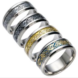 dragon ring designs Rabatt Vintage Gold Drache Design 316L Edelstahl Ring Schmuck Coole Männer Lord Hochzeit Band Männlicher Ring Für Liebhaber Große 5-13 Größe