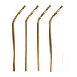 dhl free 8 5 gold Colour stainless steel straw ecofriendly drinking straw beer fruit juice straws bent curved embossed drinking straws