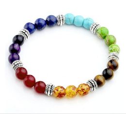 8mm Colorful Natural Lava Stone Round Shape Beads Charm Bracelets Yoga Bangle Jewelry For Women Men