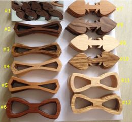 2016 New Wood Bow Ties Semi-finished products 12 styles Handmade Vintage Bowknot For Gentleman Wedding Wooden Bowtie Father's day