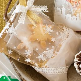 new diy 200pcs lot cute snowflake gold open top snack bags lovely biscuits bread cookie gift bag 1218cm wholesale