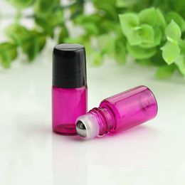 2ml Red Mini Roll on Roller Bottles for Essential Oil Roll-on Refillable Perfume Bottle Deodorant Container with Black Cap 600pcs/lot