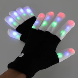 Party LED Rave Gloves Mitts Flashing Finger Lighting Glove LED Colorful 7 Colors Light Show Black & White