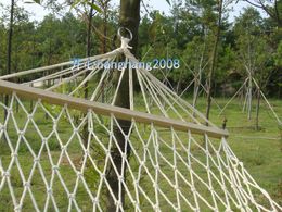 Free shipping outdoor Mesh hammock hand made Cotton stick Hammock hammock Swing Stick cotton rope Single hammock Net bag