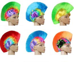 Rainbow led Mohawk Hair Wigs Fashion Football Soccer Fans Punk Wig Performance Cosplay Party flashing Wigs Festival christmas flash wig