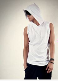 Wholesale-IMC Hot Sale New 2016 Summer Men's Sleeveless Hoodies Casual Men Sport Hoodies Black/White Men's Thin Hooded Vest