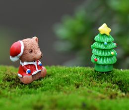 Resin Christmas Bear/Trees/Fruit Anime Figures Miniature/Fairy Garden Figurine DollHouse Miniatures Kids Toys DIY Accessories